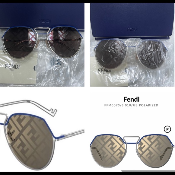 FENDI FF GOLD MIRROR WITH BLUE AVIATOR SUNGLASSES main image 15